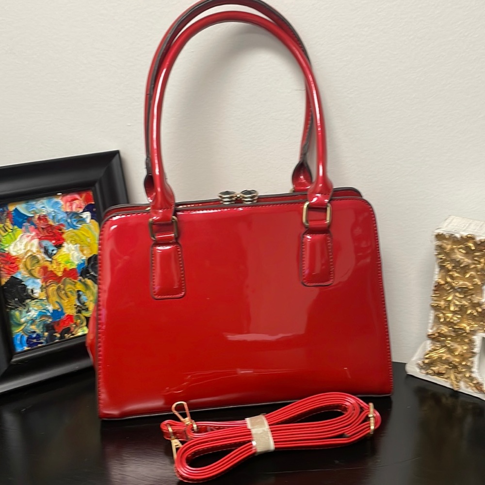 Do Vita Red Patent Leather Handbag